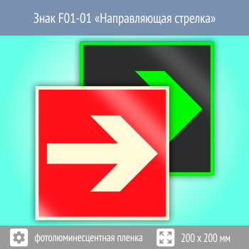 Знак F01-01 «Направляющая стрелка» (фотолюминесцентная пленка, 200х200 мм)